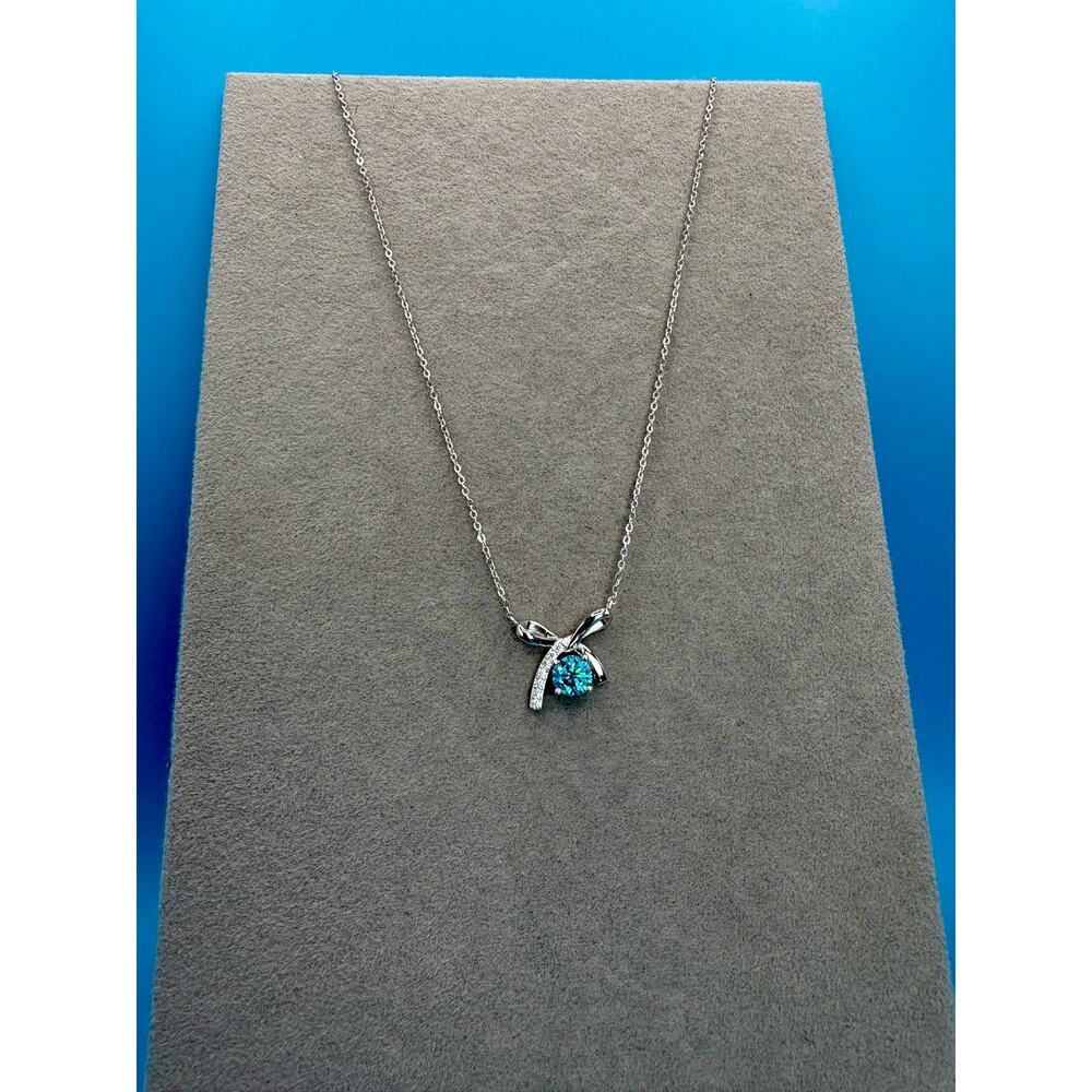 NEW Aquamarine Moissanite Ring & Necklace in PT950 & AU750 - Picture 10 of 12